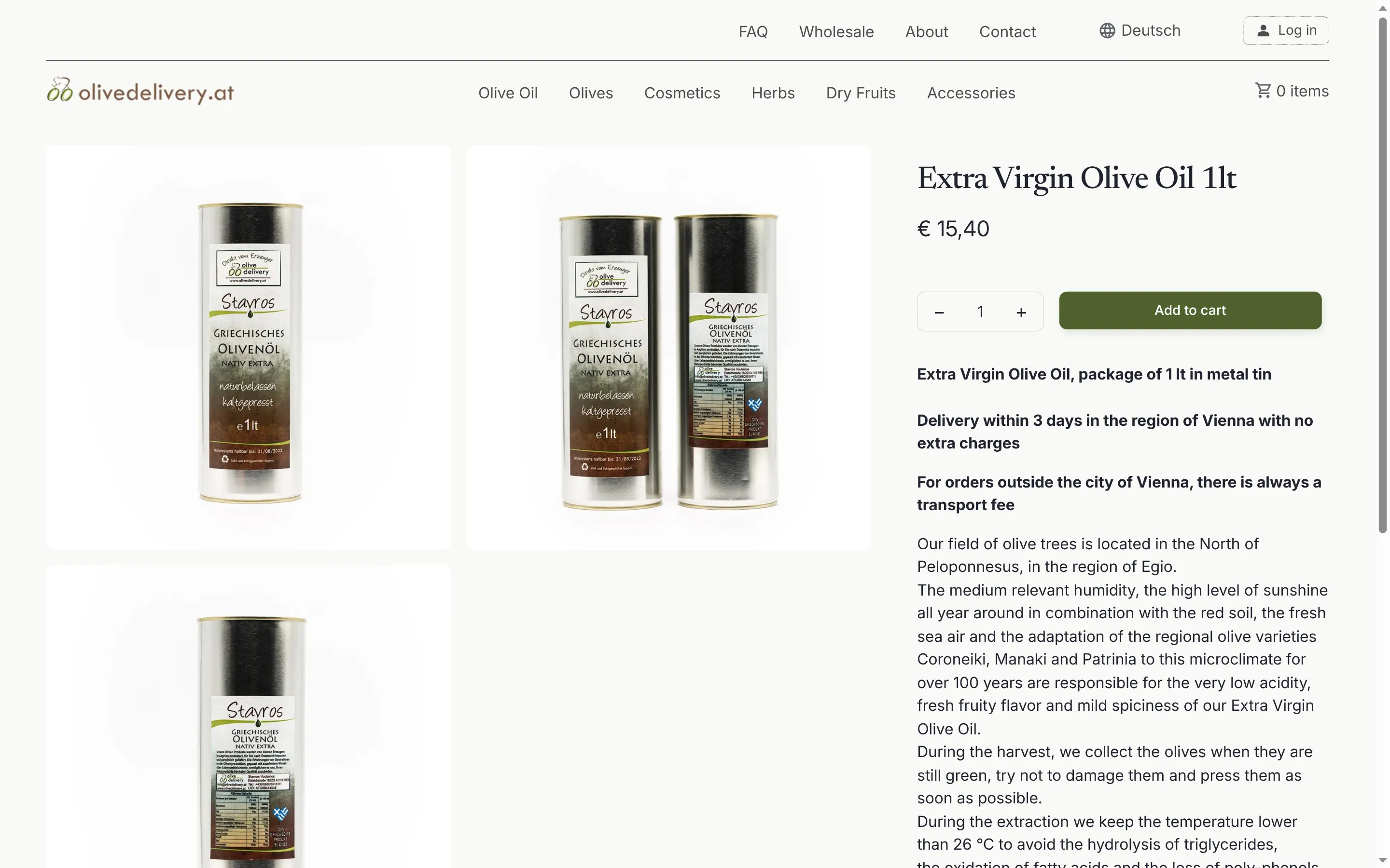 Product page: Extra Virgin Olive Oil 1 lt