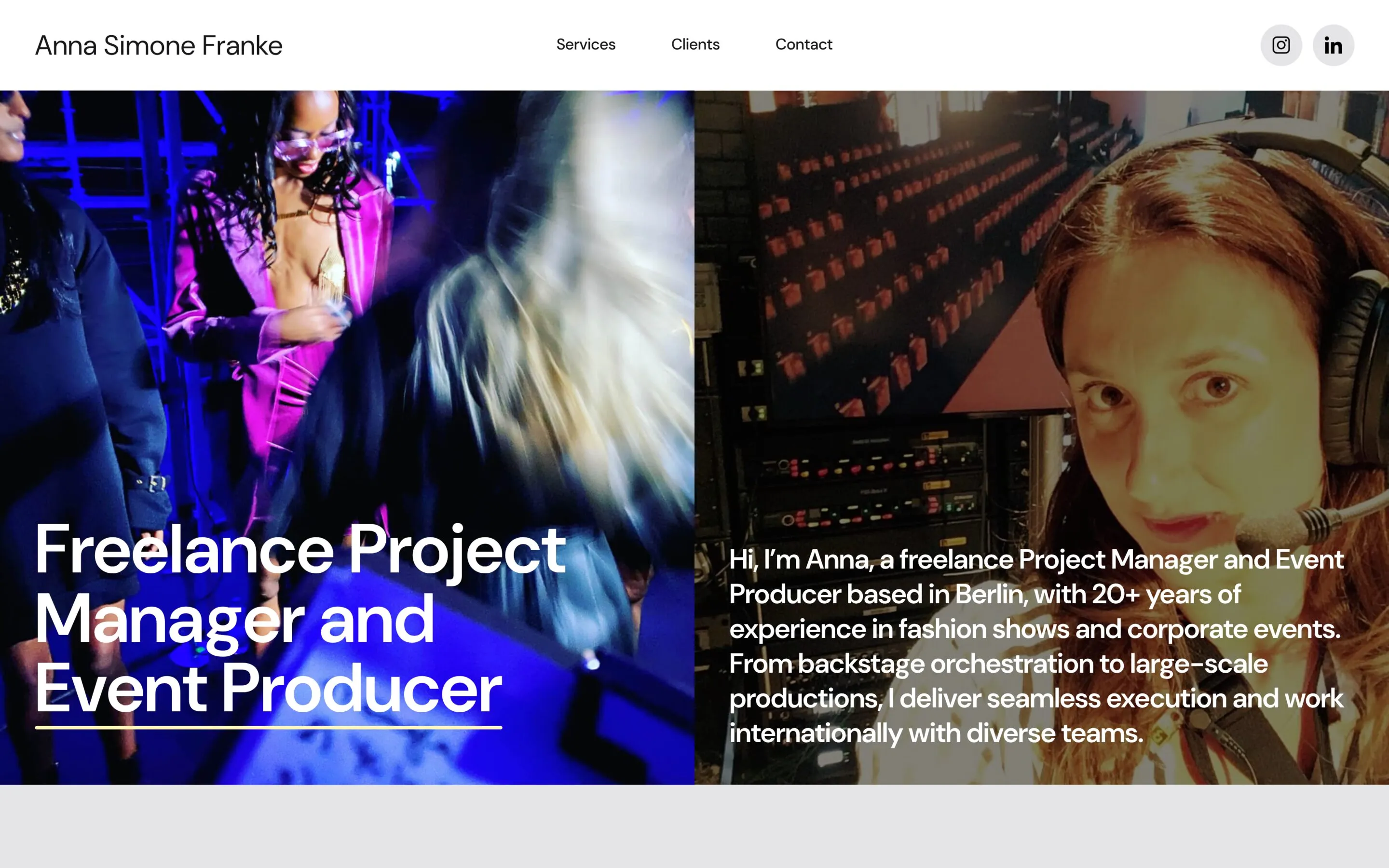 Anna Simone Franke homepage: Freelance Project Manager and Event Producer