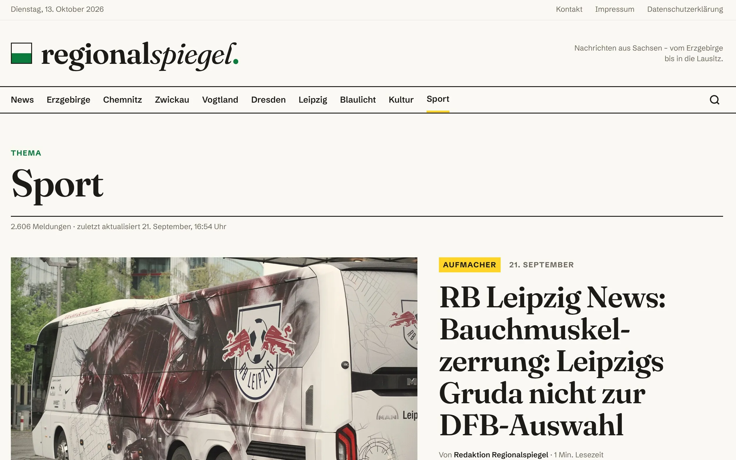 Regionalspiegel Sachsen sport section