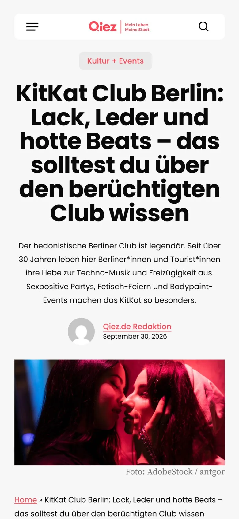 KitKat Club Berlin article on mobile