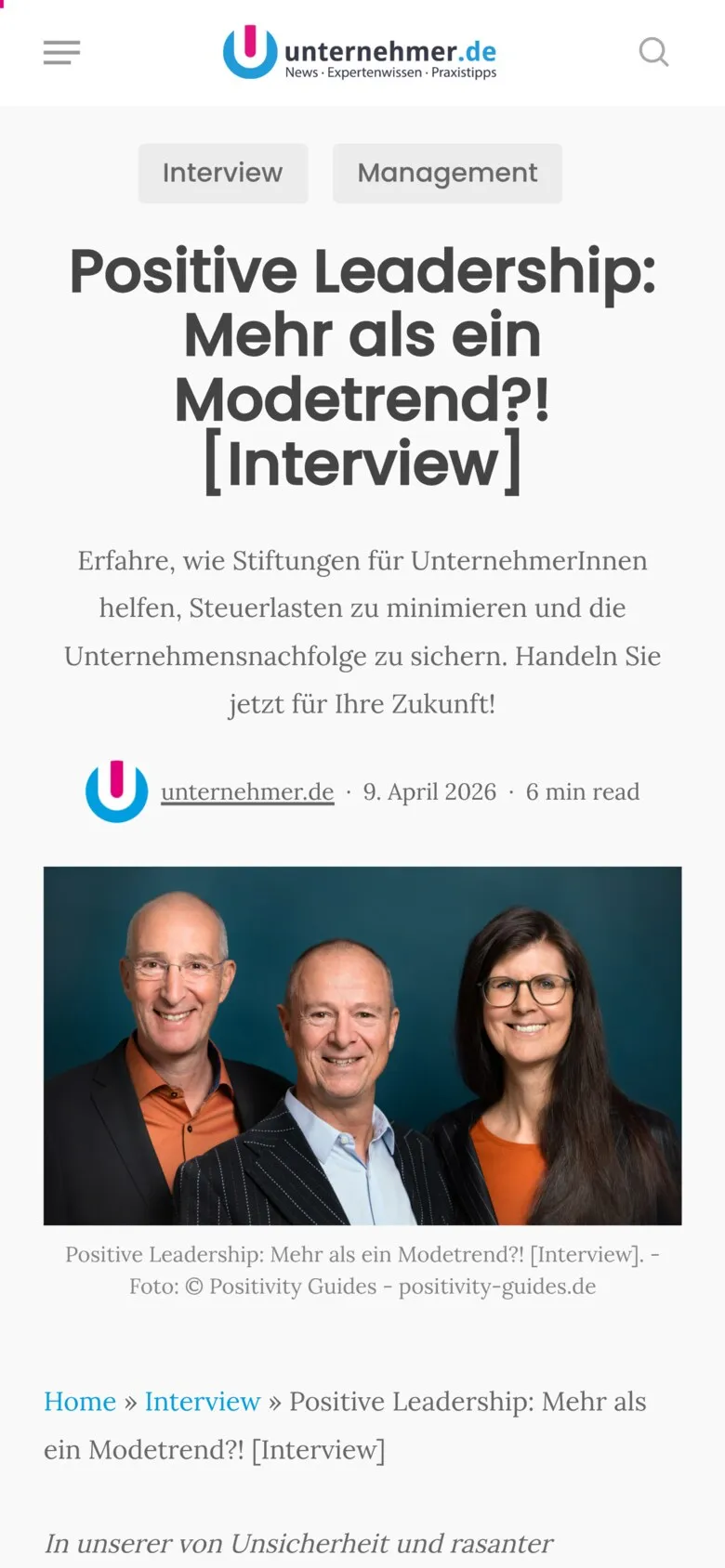 unternehmer.de interview article on mobile