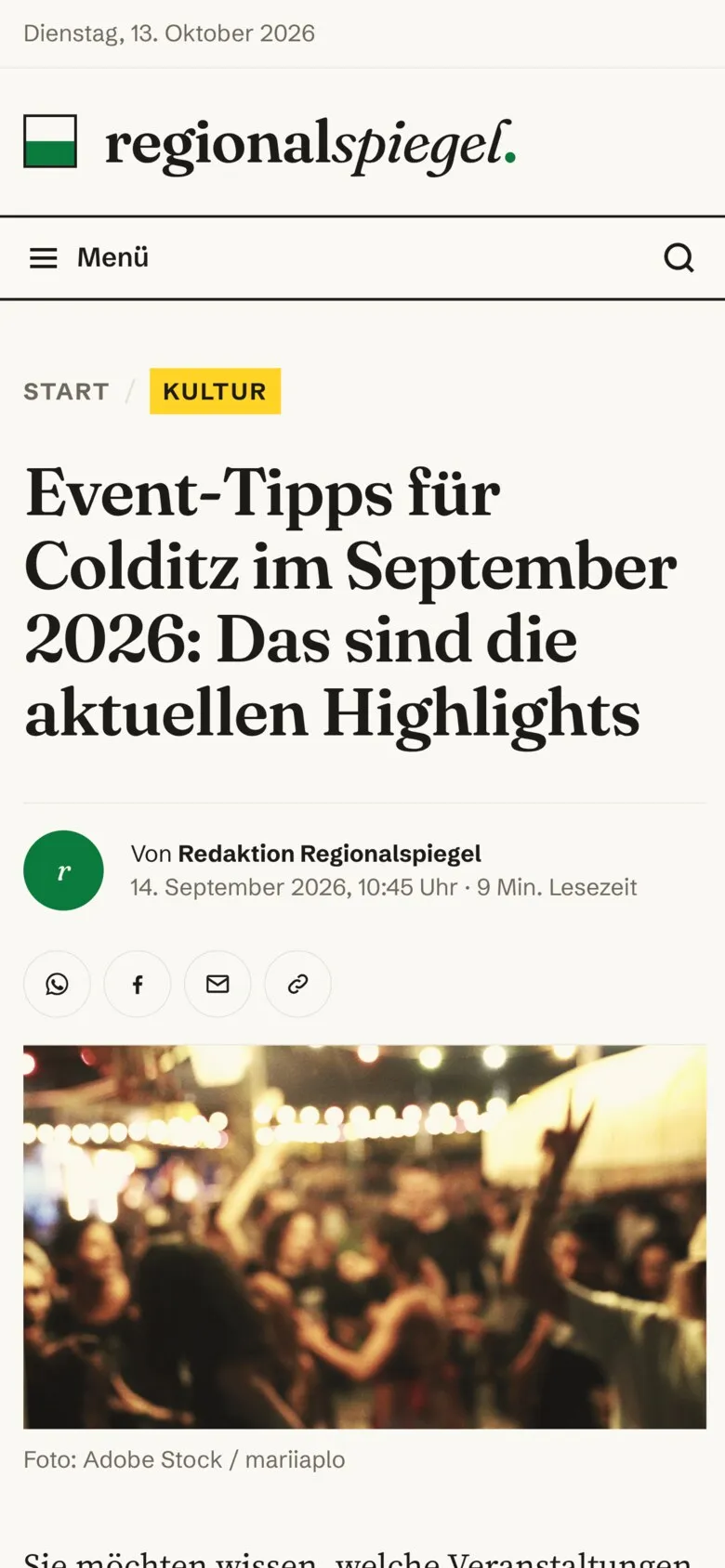 Event tips article on mobile